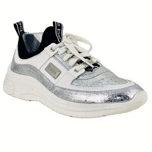 Bebe LeaLea Triple S Sneakers Silver & White Metallic Foil Women's Size 10